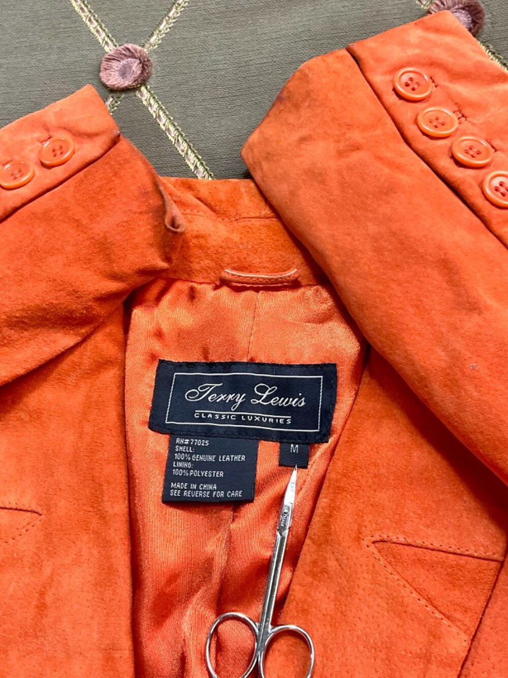 Bernardo Suede Jacket Blazer Orange Leather (M) - Picture 7 of 9